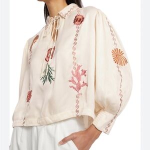 Carolina K Embroidered Cream Blouse